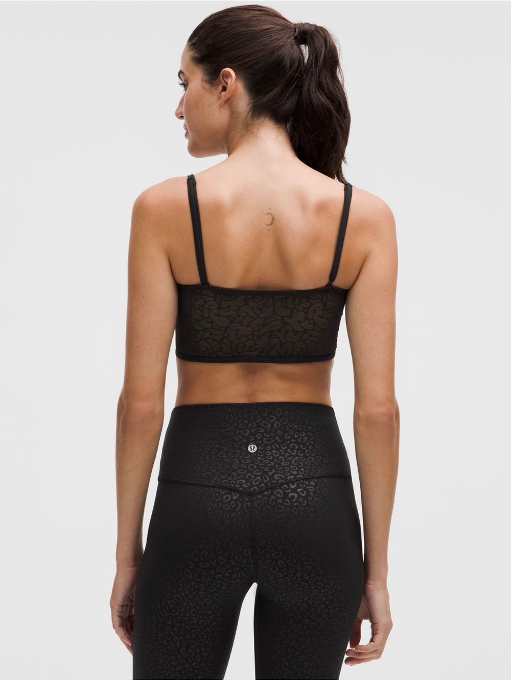 Lululemon Nulu Paisley Lace Back Yoga Bra, XS, Black